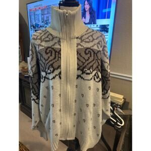 ⭐️ Women’s London Fog Full Zip Heavy Weight Cream Sweater Size XL Cabincore Warm